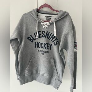 New York Rangers We Bleed Blue Rangers Blueshirts Hockey Grey Lace Up Hood